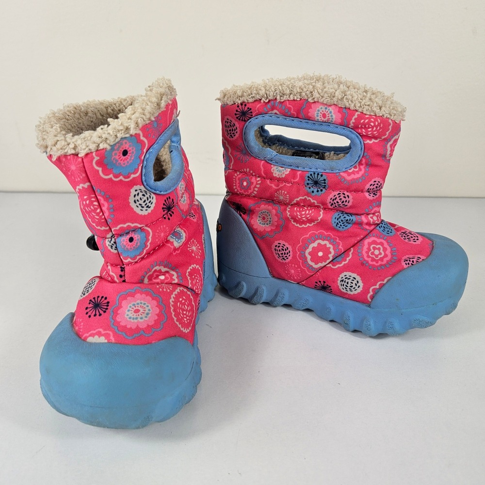 Bogs Baby B-Moc Bullseye Pink Floral Waterproof Winter Boots Infants Size 6